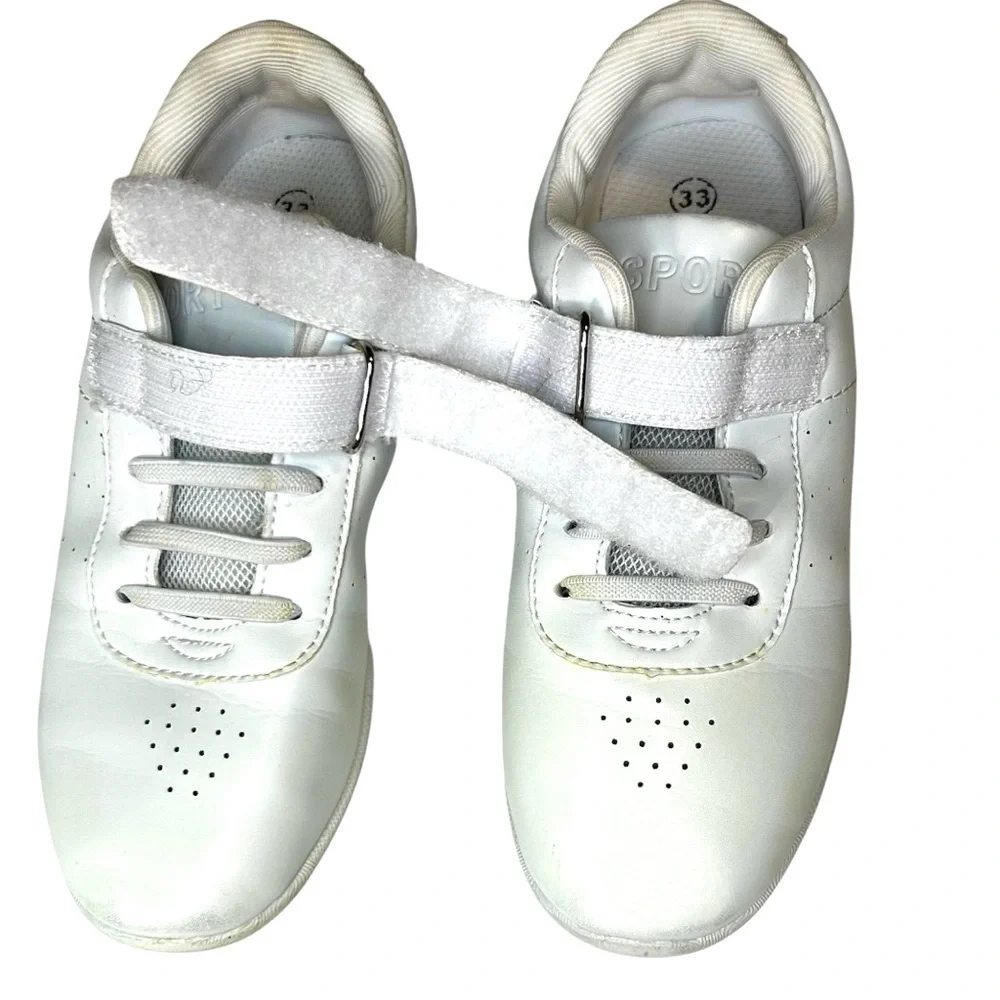BAXINIER Girls White Cheerleading Dance Sneakers. Size EU 33 (U.S. size 1) - Picture 5 of 9